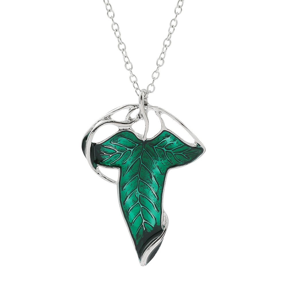Women Accessories Chain - Collana con Ciondolo Foglia Verde Vintage,