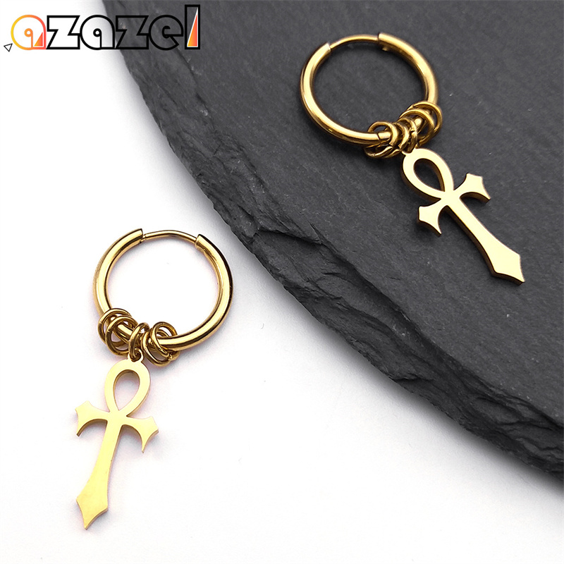 Women Accessories Egypt - Egitto Ankh Croce Hoop Goccia Orecchini